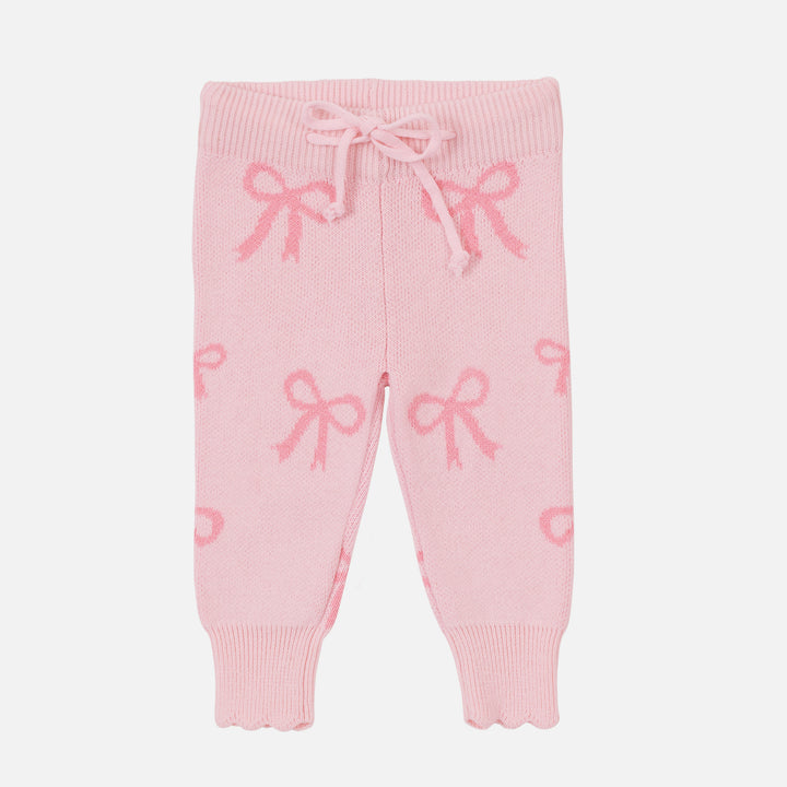 Knitted Pants - Pink Bows