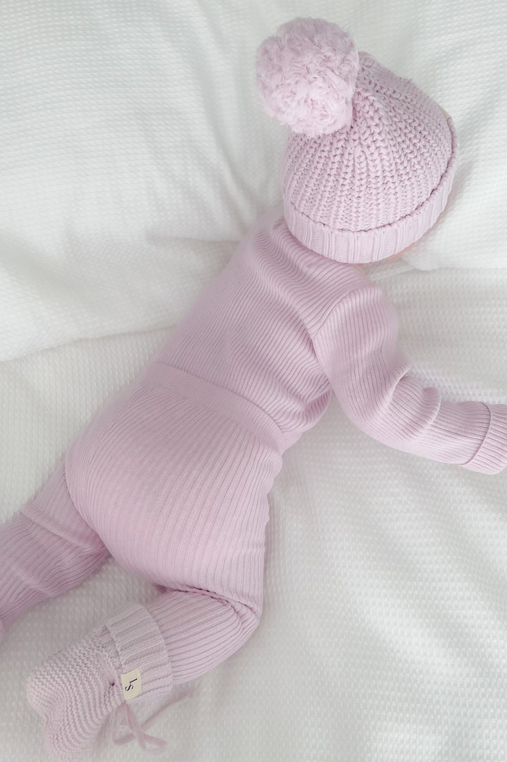 baby girls lilac long sleeve knitted bodysuit