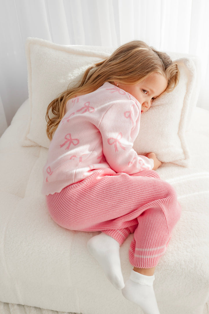 Knitted Wide Leg Pants - Blush