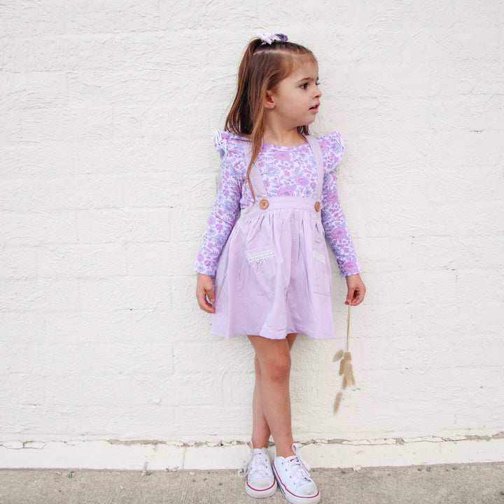 girls purple floral long sleeve top