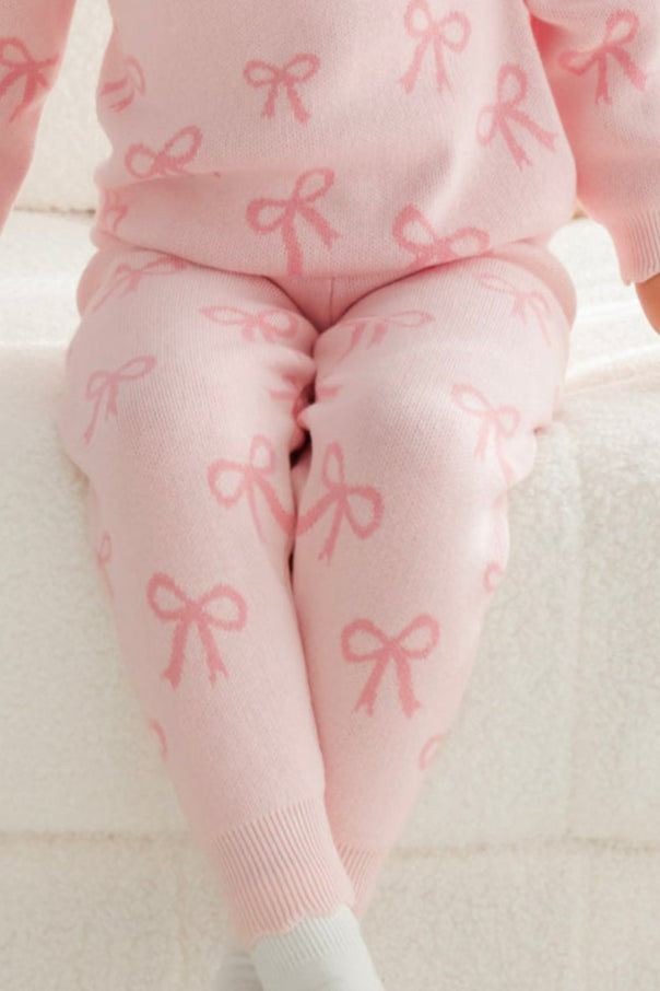 Knitted Pants - Pink Bows