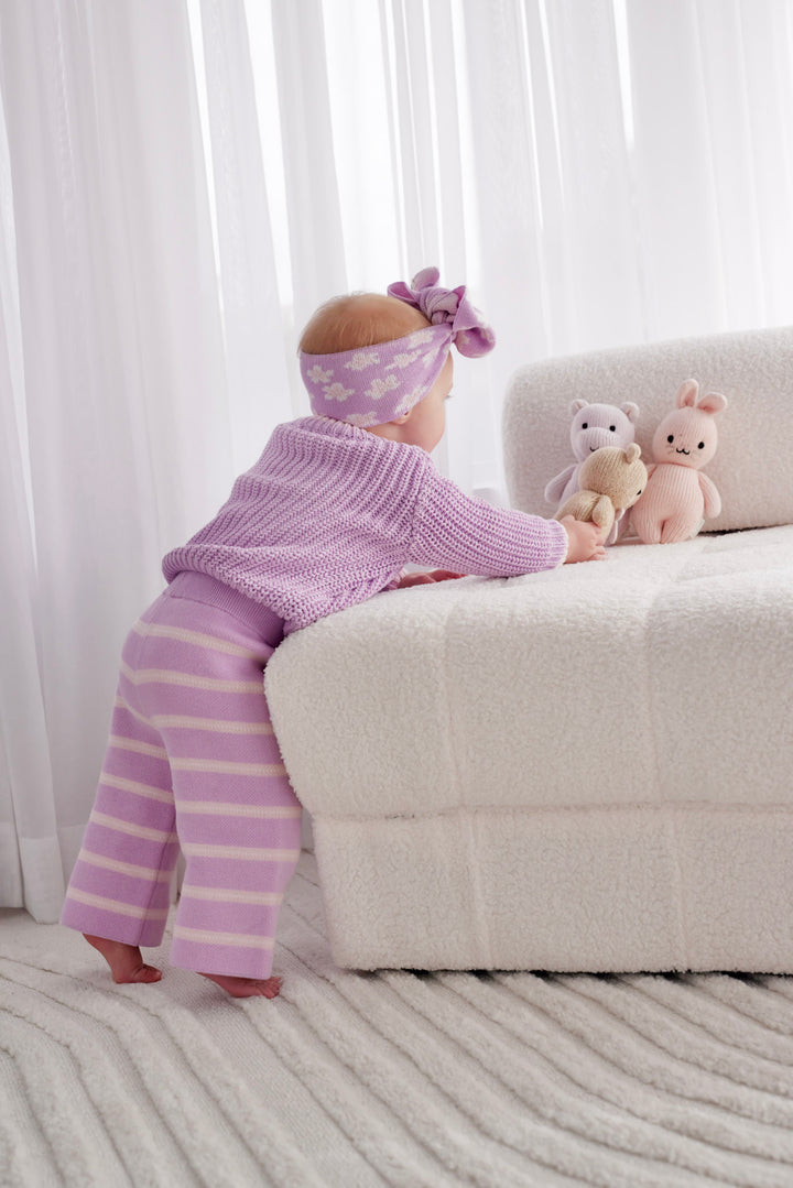 Knitted Wide Leg Pants - Orchid Stripe