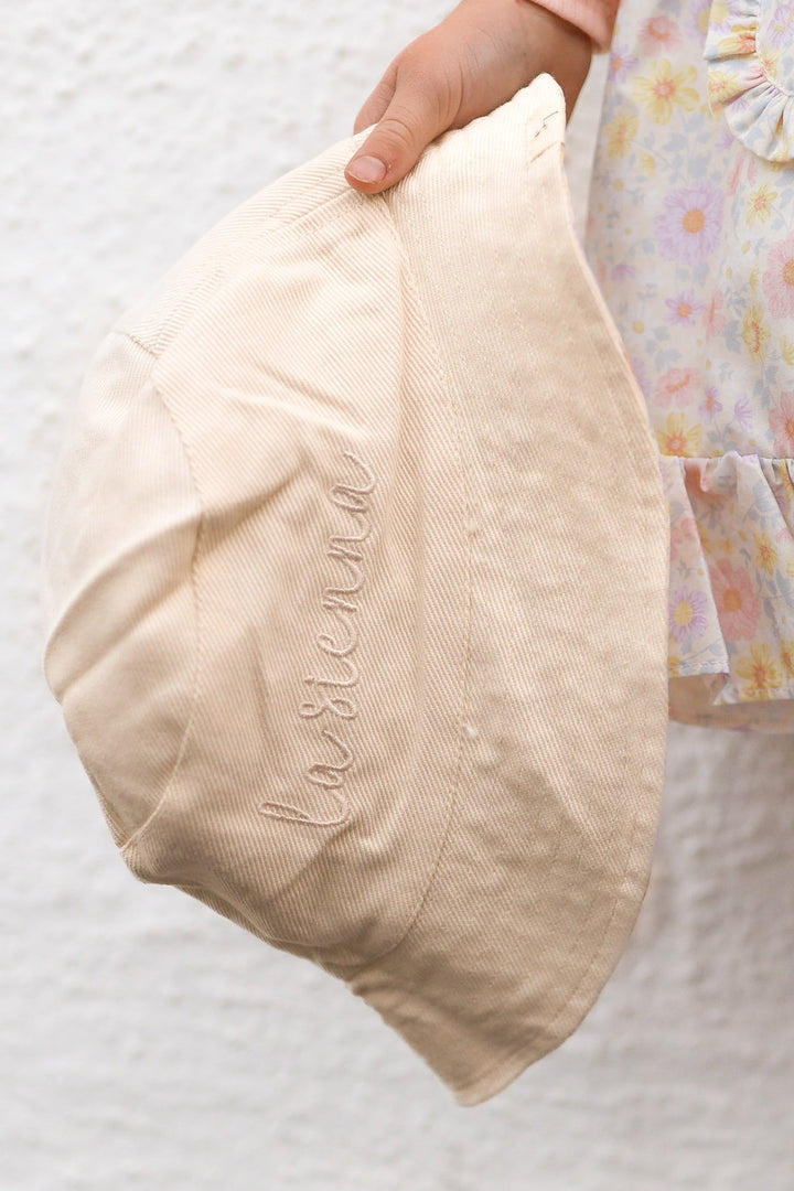 Toddler girls oatmeal reversible bucket hat