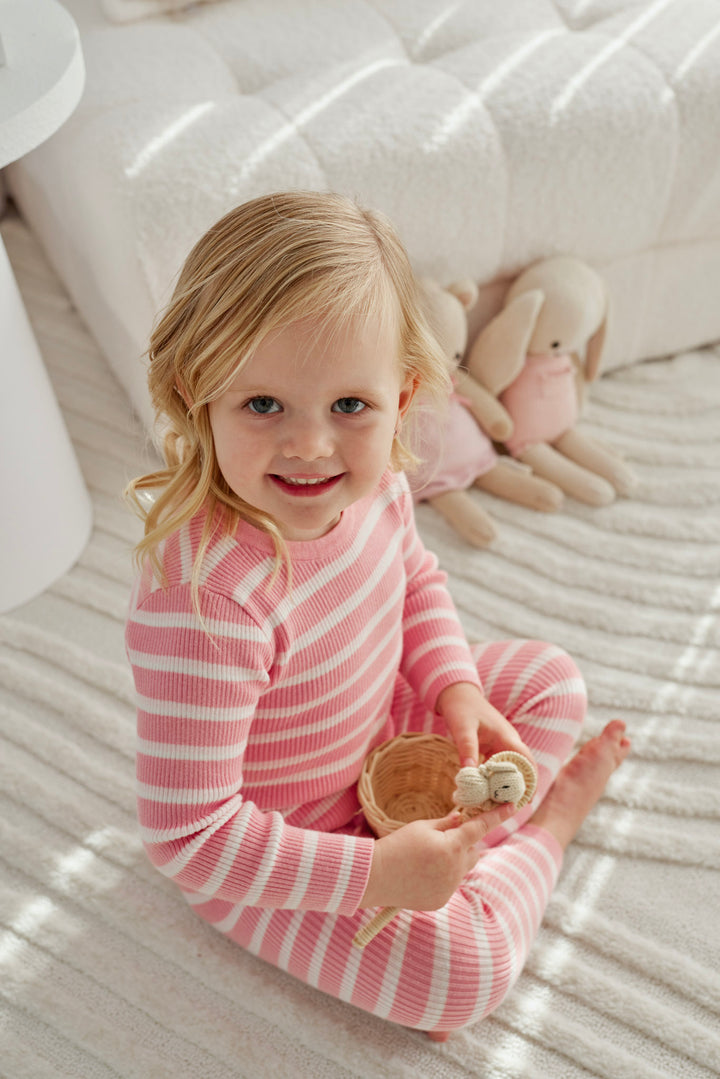 Knitted Bodysuit/Top - Blush Striped