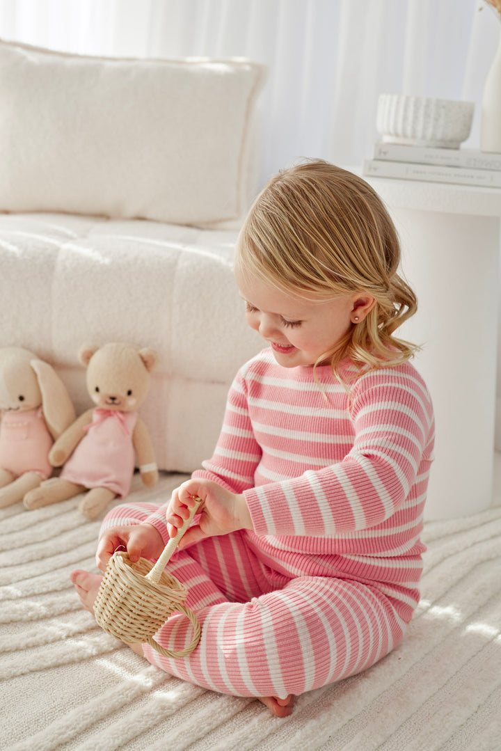 Knitted Bodysuit/Top - Blush Striped