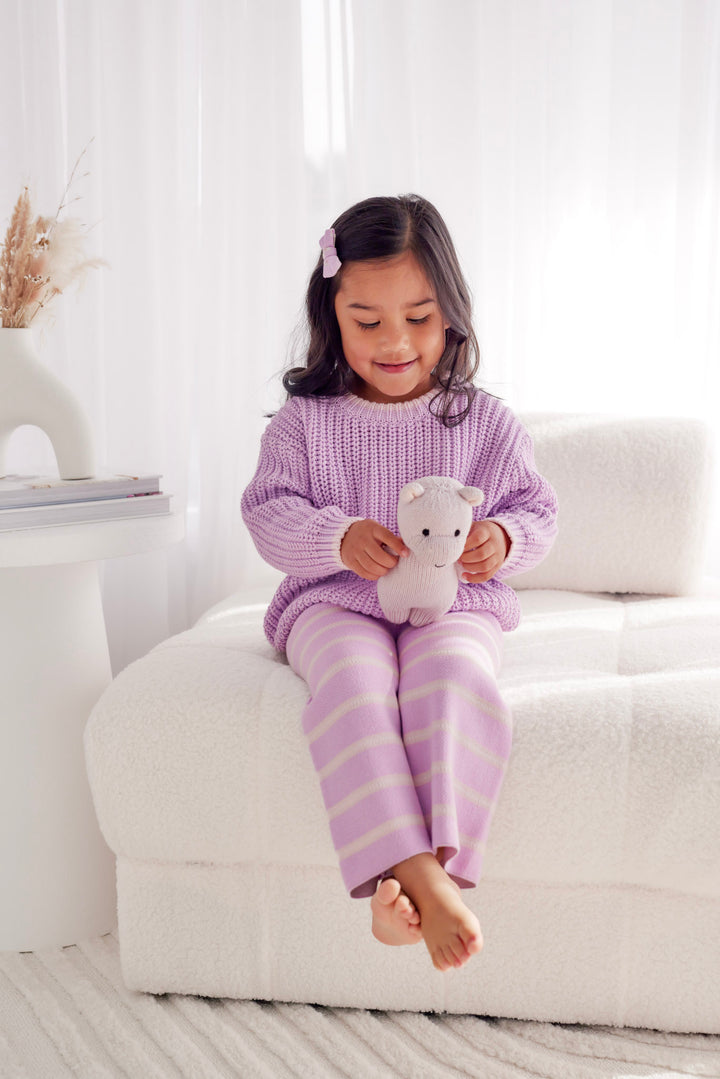 Knitted Wide Leg Pants - Orchid Stripe