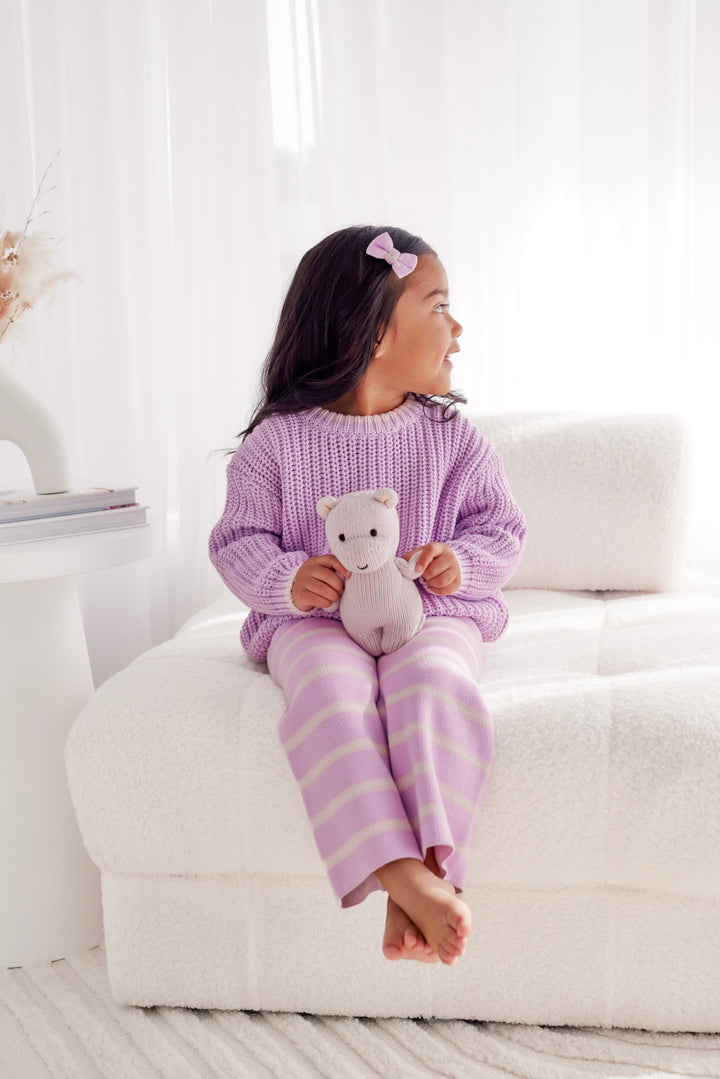 Knitted Wide Leg Pants - Orchid Stripe