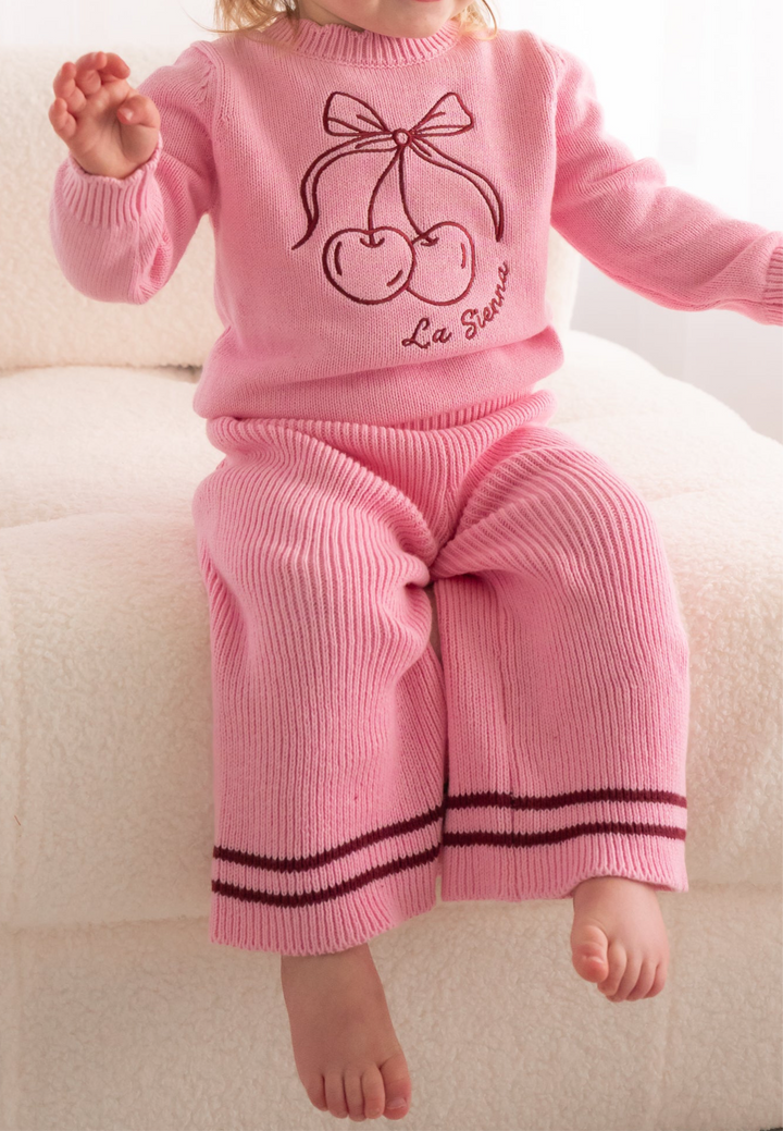 Knitted Wide Leg Pants - Peony