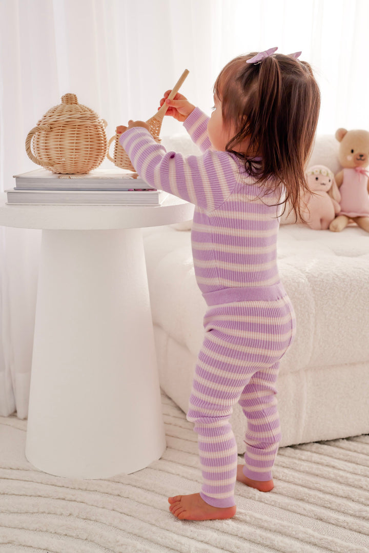 Knitted Bodysuit/Top - Orchid Stripe