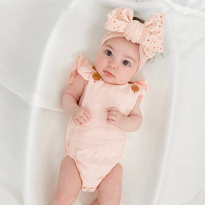 Muslin Button Romper - Peach Blossom