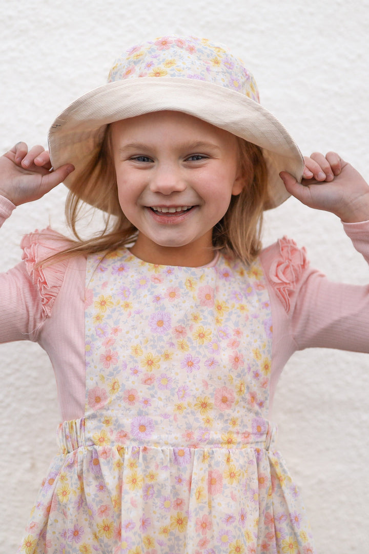 Toddler girls floral reversible bucket hat
