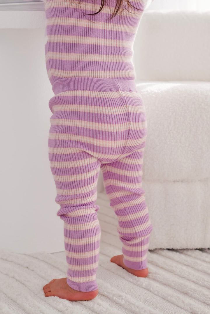 Knitted Leggings - Orchid Stripe