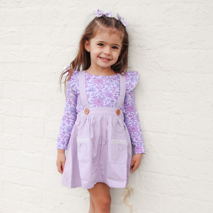 girls purple floral long sleeve top