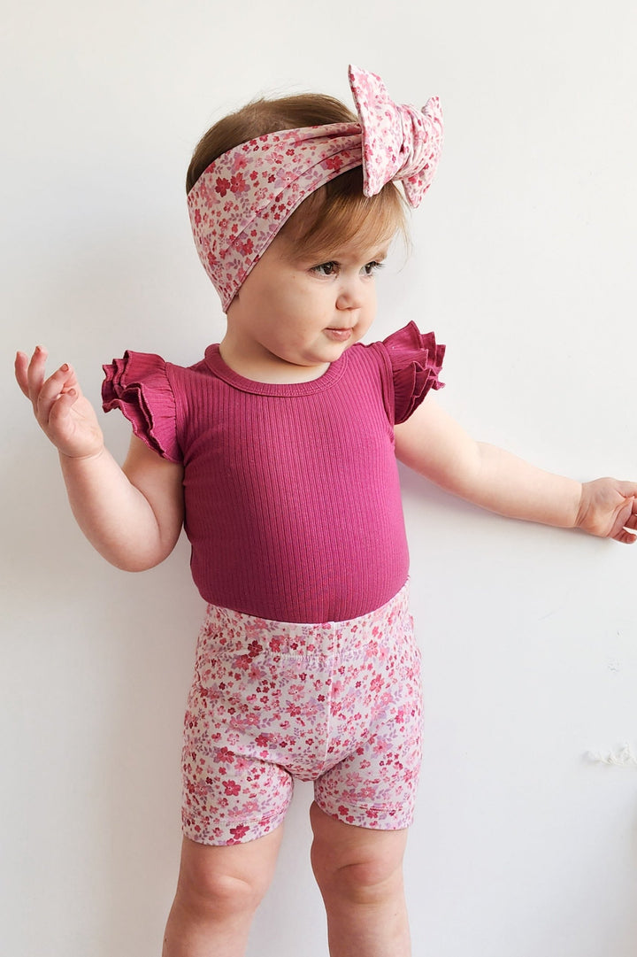 Cozy Short Sleeve Flutter - Raspberry