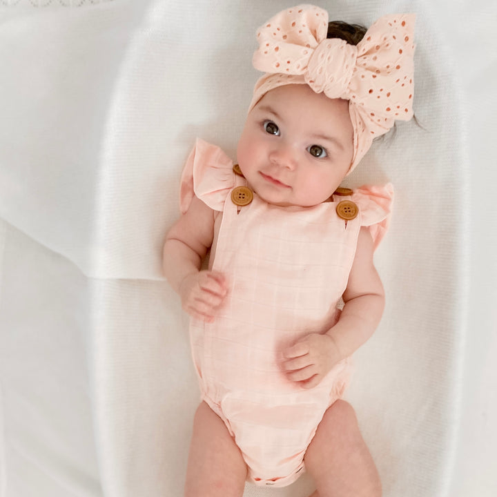 Muslin Button Romper - Peach Blossom