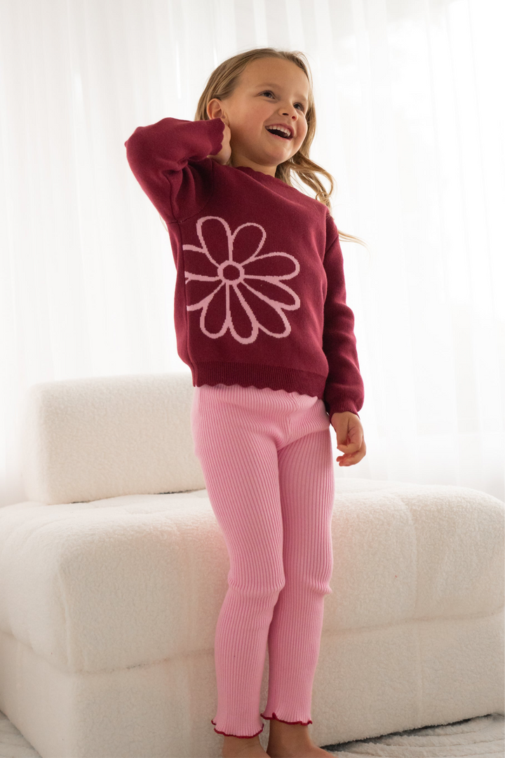 Knitted Leggings - Peony Pink