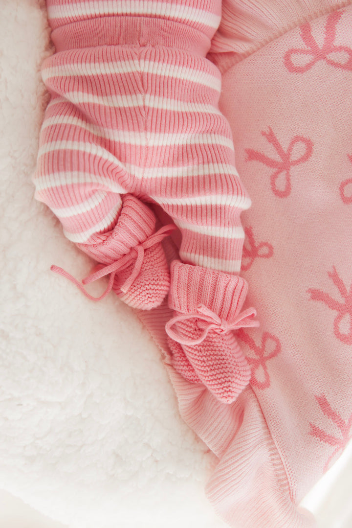 Knitted Leggings - Blush Striped