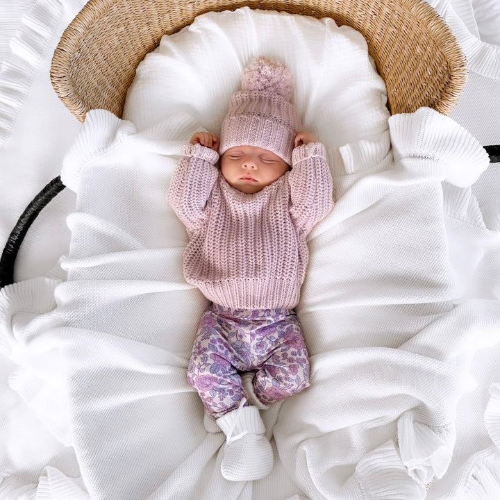 Girls Lilac Knit Jumper Floral Leggings