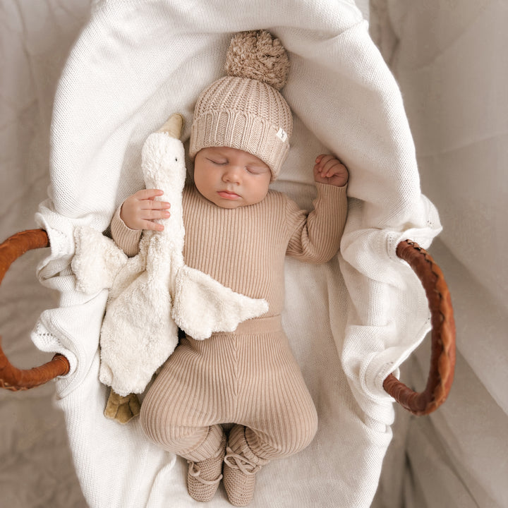 baby kids oat knitted ribbed leggings