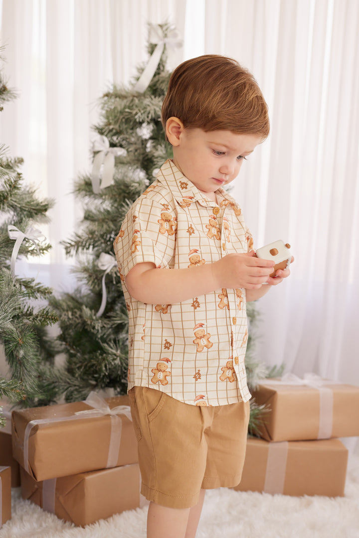 Button Up Shirt - Jolly Little Gingerbread
