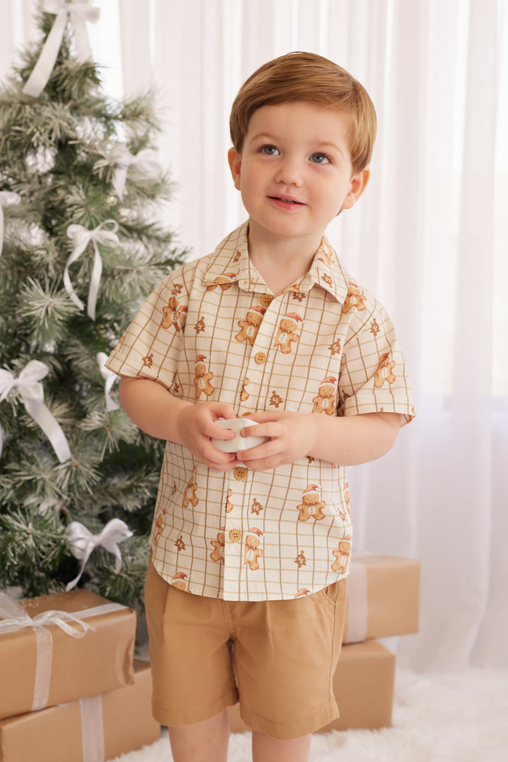 Button Up Shirt - Jolly Little Gingerbread