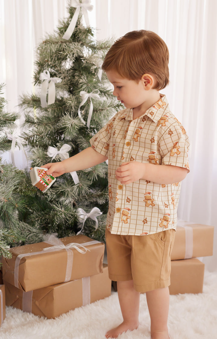 Button Up Shirt - Jolly Little Gingerbread