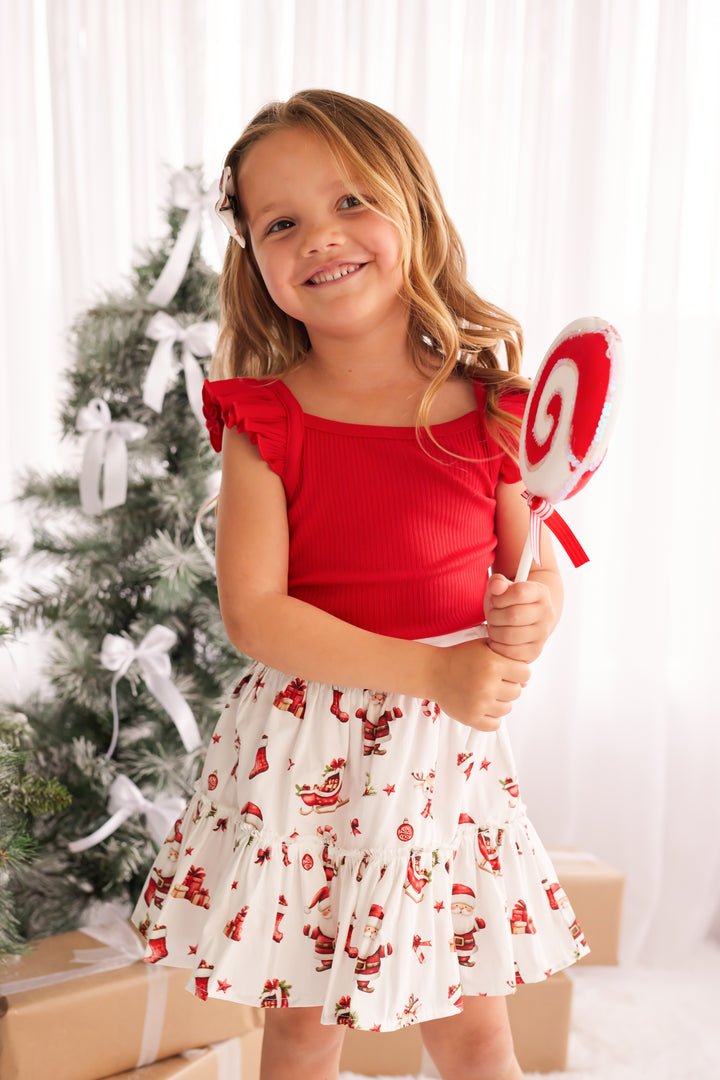 Ruffle Skirt - Here Comes Santa Claus
