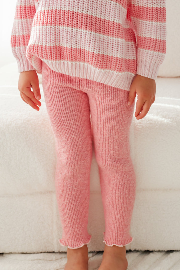 Knitted Textured Leggings - Blush
