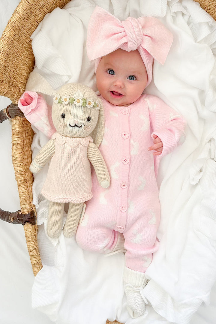 Knitted Louie Romper - Little Bunny Ballerina Pink