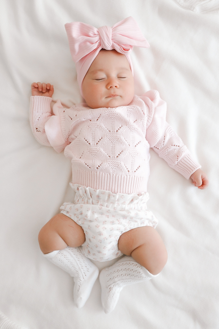 baby girls long sleeve pink knit top