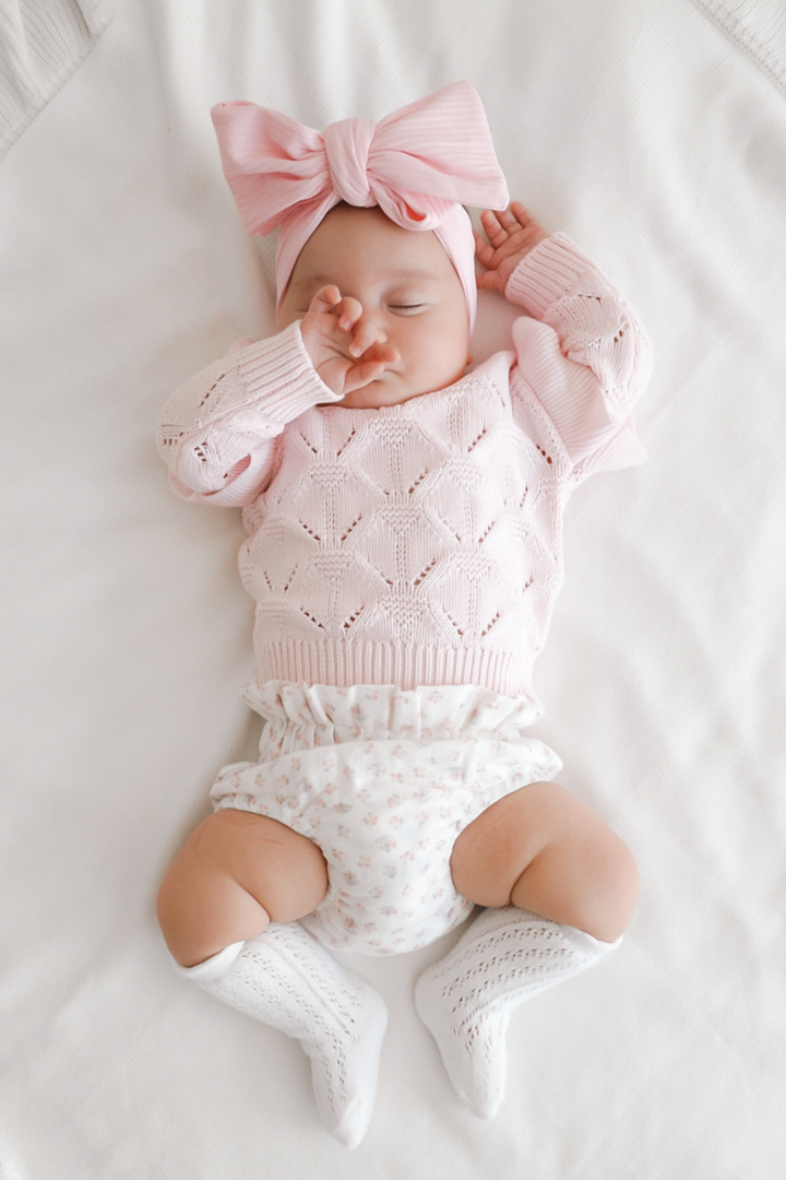 baby girls long sleeve pink knit top