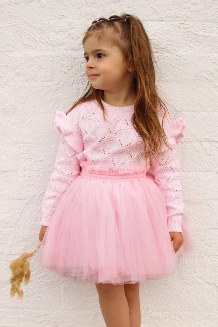 girls long sleeve pink knit top