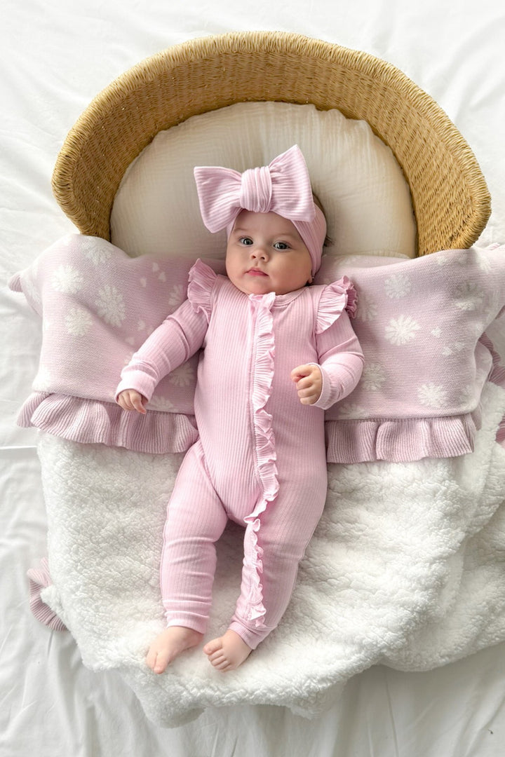 Knitted Sherpa Blanket - Blossom