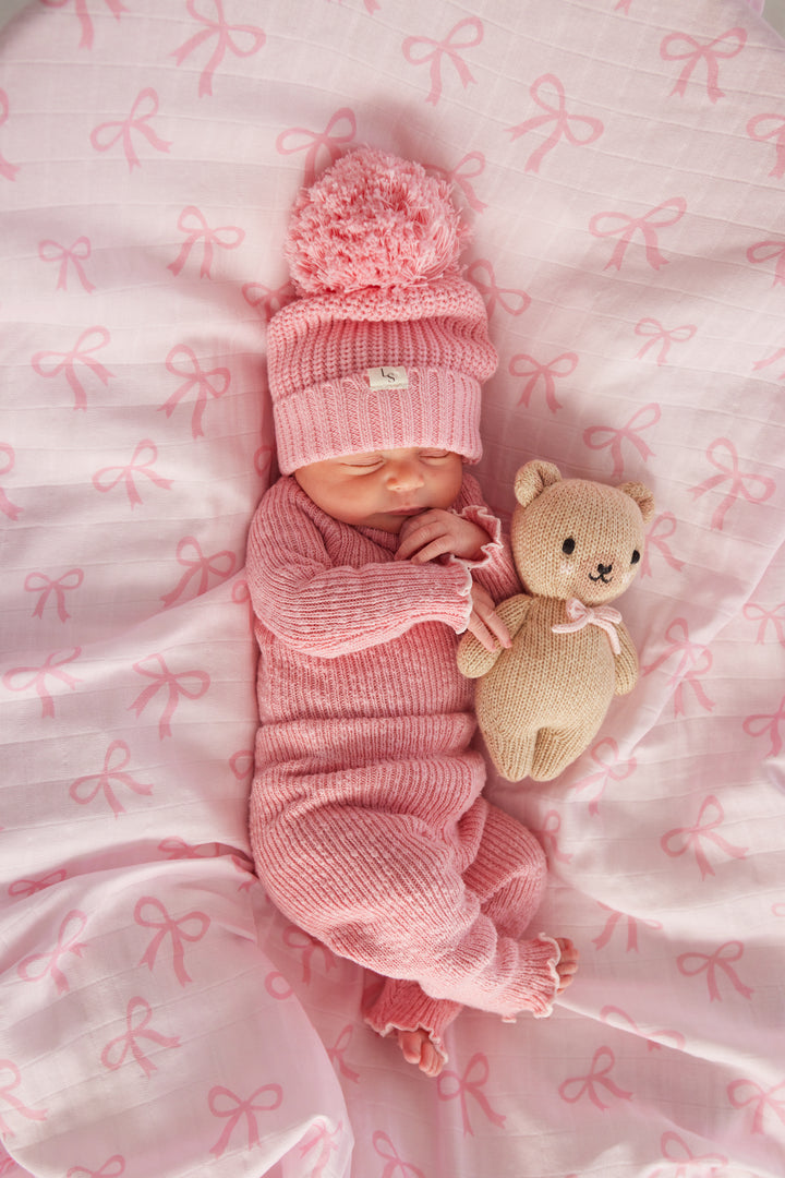 Knitted Textured Leggings - Blush