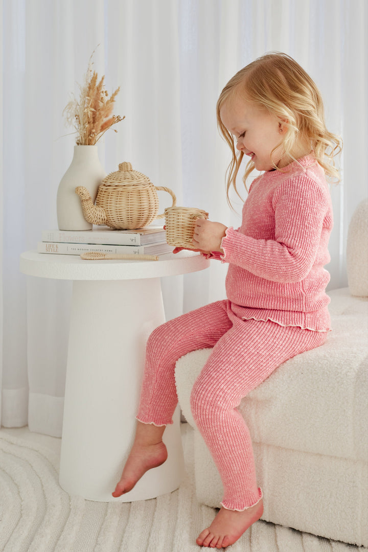 Knitted Textured Bodysuit/Top - Blush