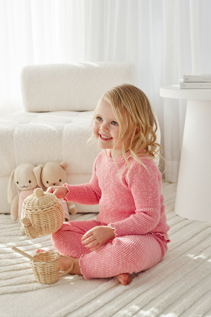 Knitted Textured Leggings - Blush