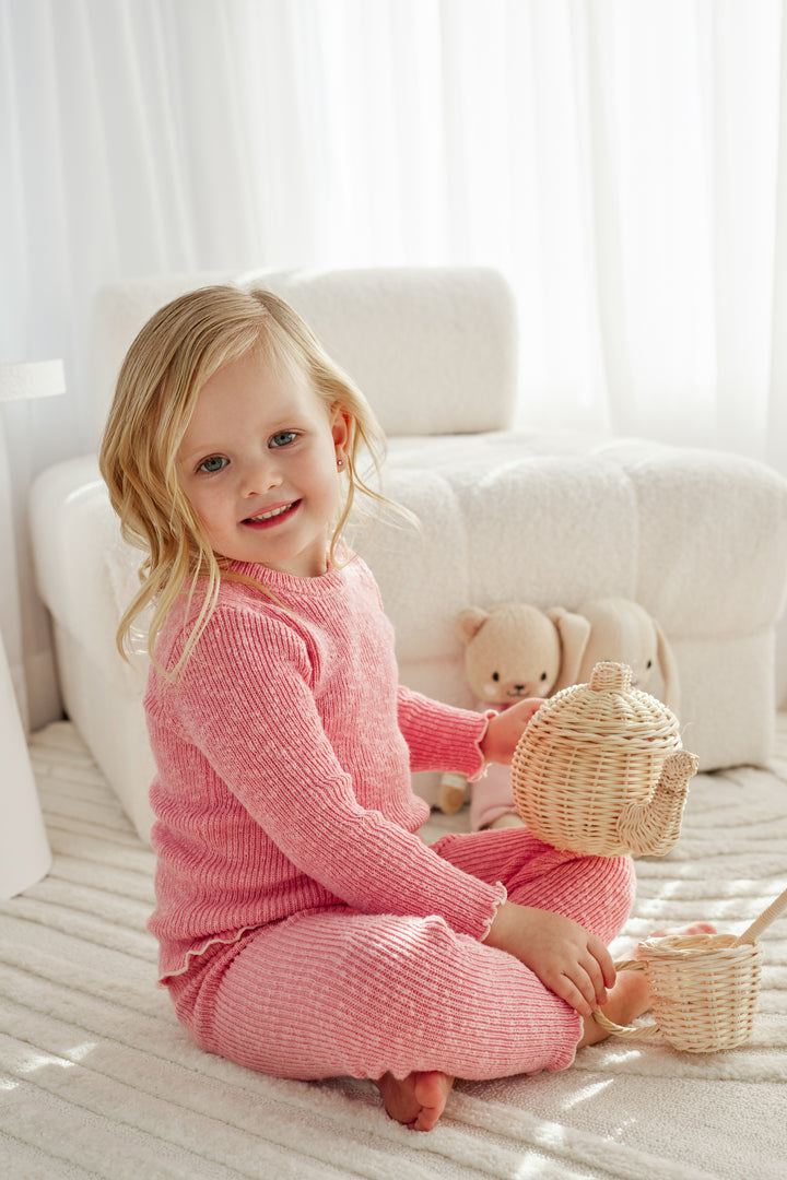 Knitted Textured Bodysuit/Top - Blush