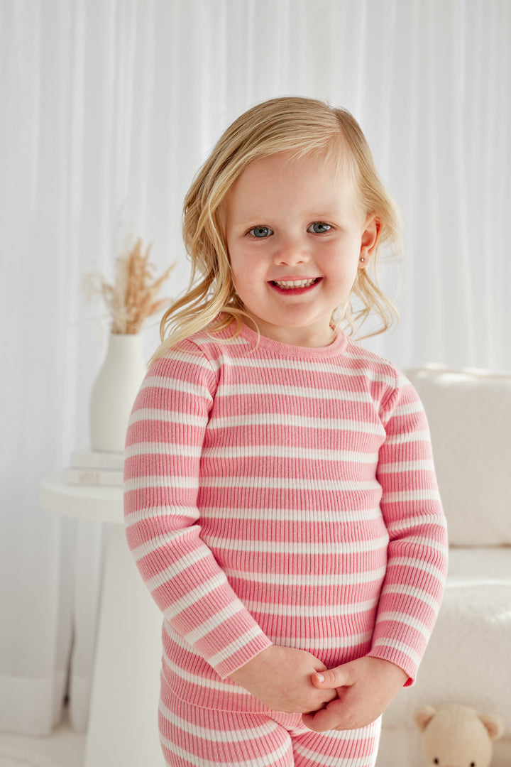 Knitted Bodysuit/Top - Blush Striped