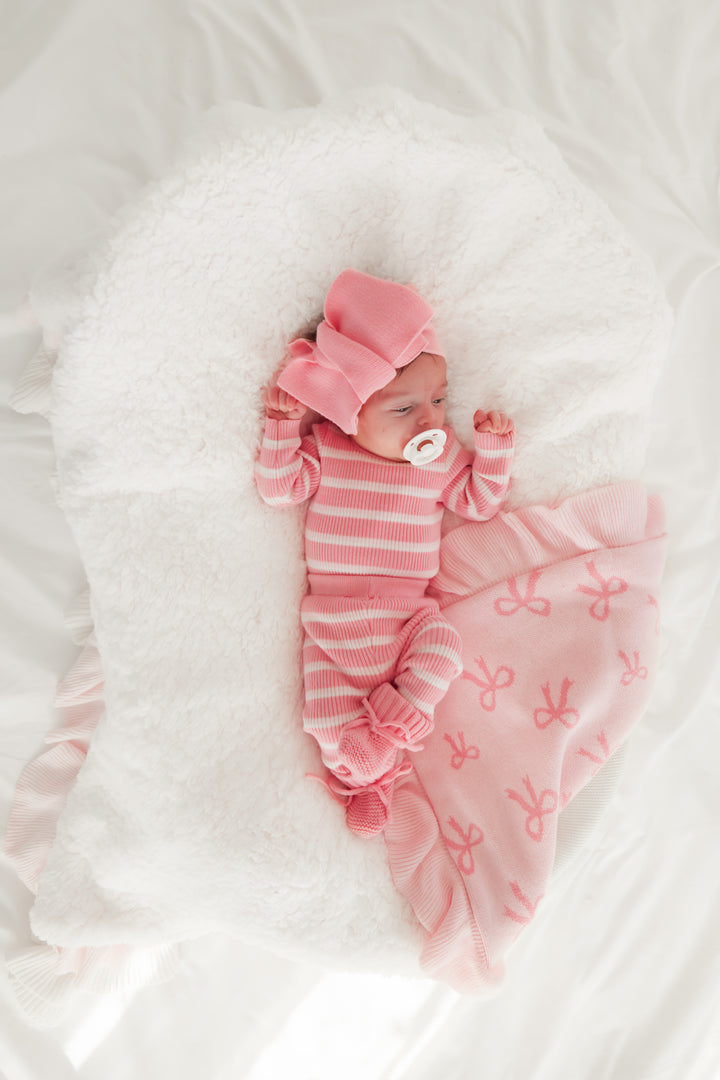 Knitted Bodysuit/Top - Blush Striped