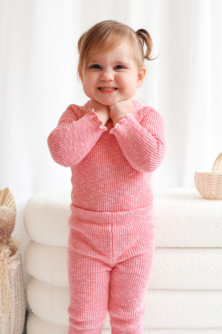 Knitted Textured Bodysuit/Top - Blush