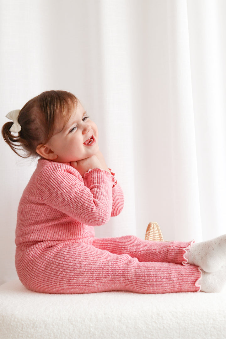 Knitted Textured Bodysuit/Top - Blush