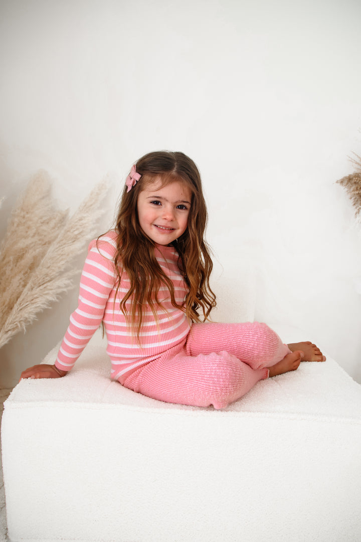 Knitted Bodysuit/Top - Blush Striped