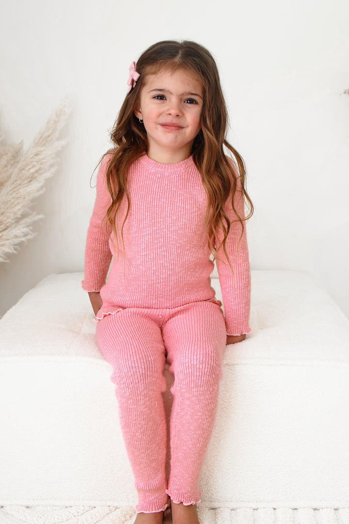 Knitted Textured Bodysuit/Top - Blush