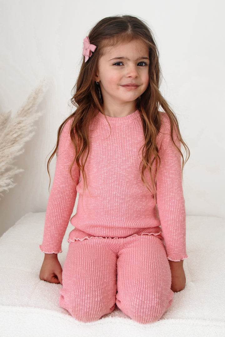 Knitted Textured Bodysuit/Top - Blush