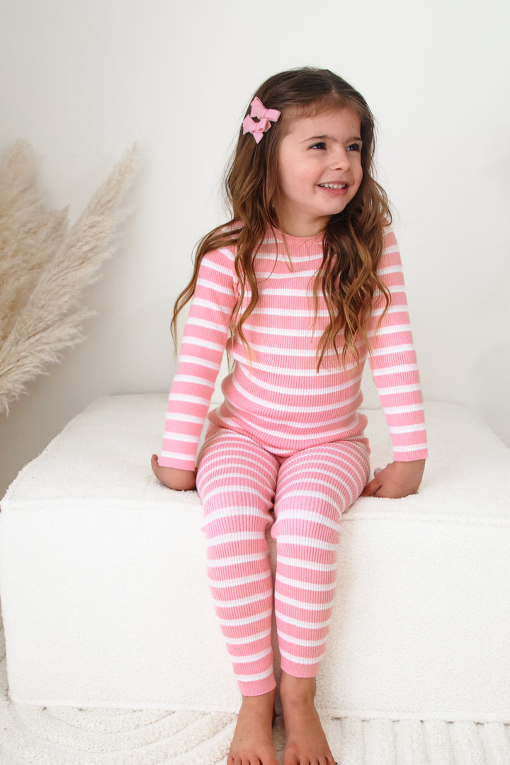 Knitted Bodysuit/Top - Blush Striped