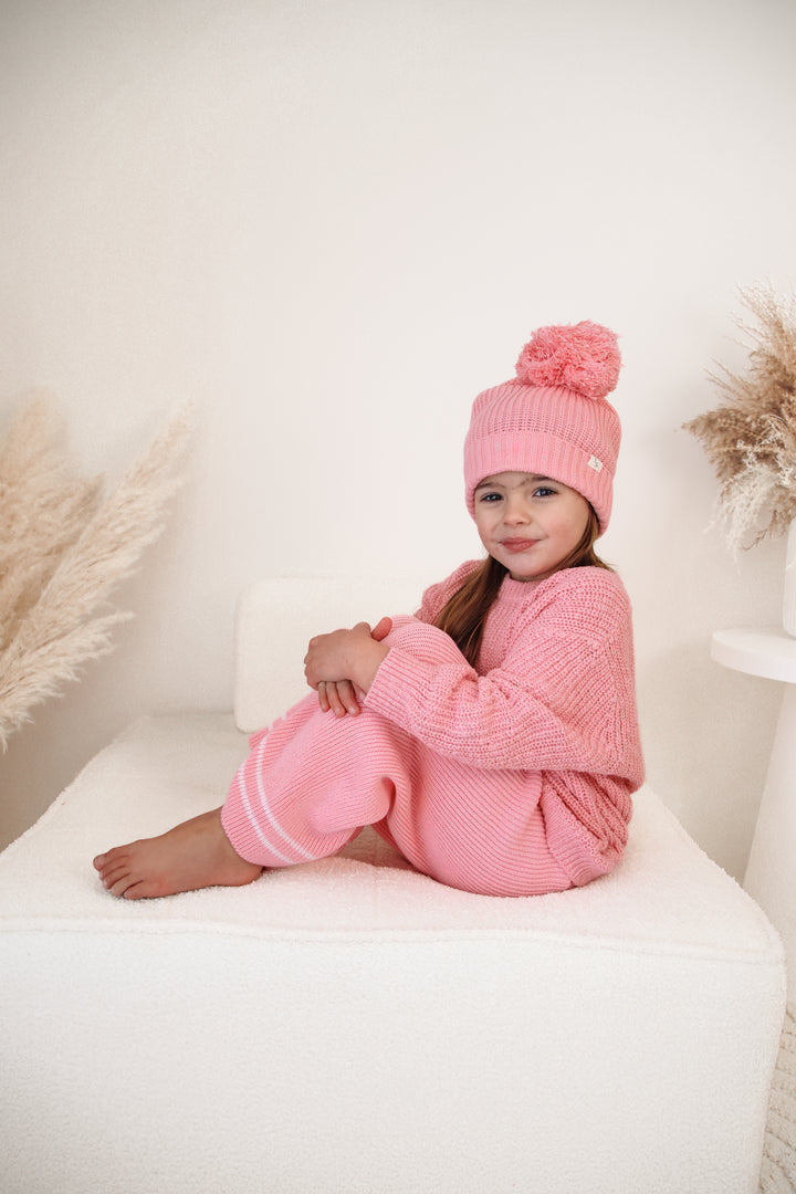 Knitted Wide Leg Pants - Blush