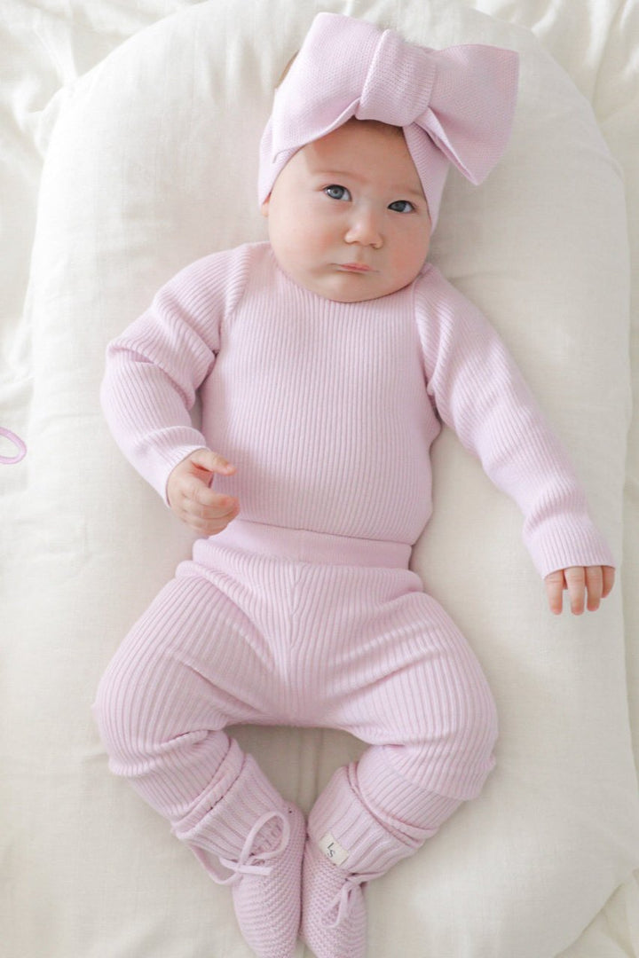 baby girls lilac long sleeve knitted bodysuit
