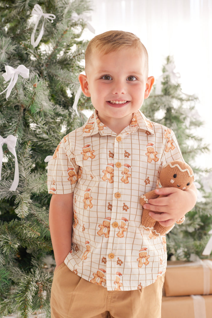 Button Up Shirt - Jolly Little Gingerbread