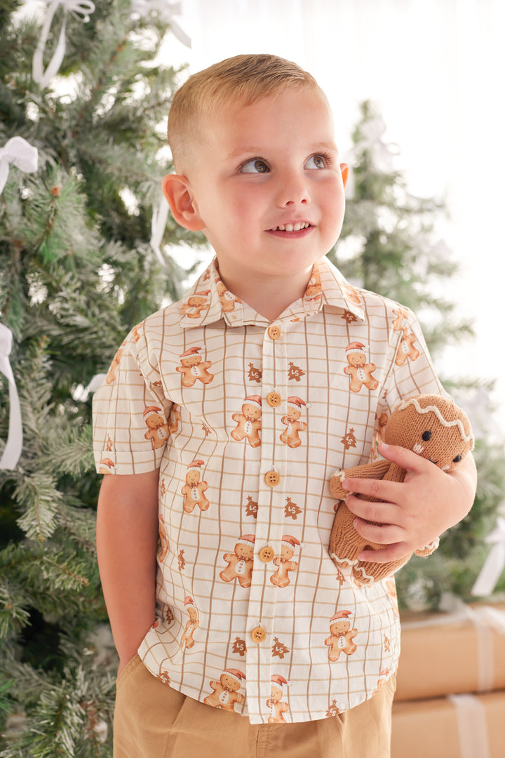 Button Up Shirt - Jolly Little Gingerbread