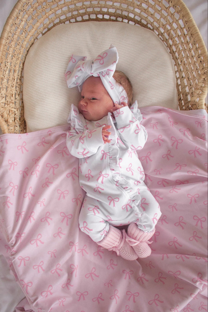 Baby Wrap - Pink + Bows